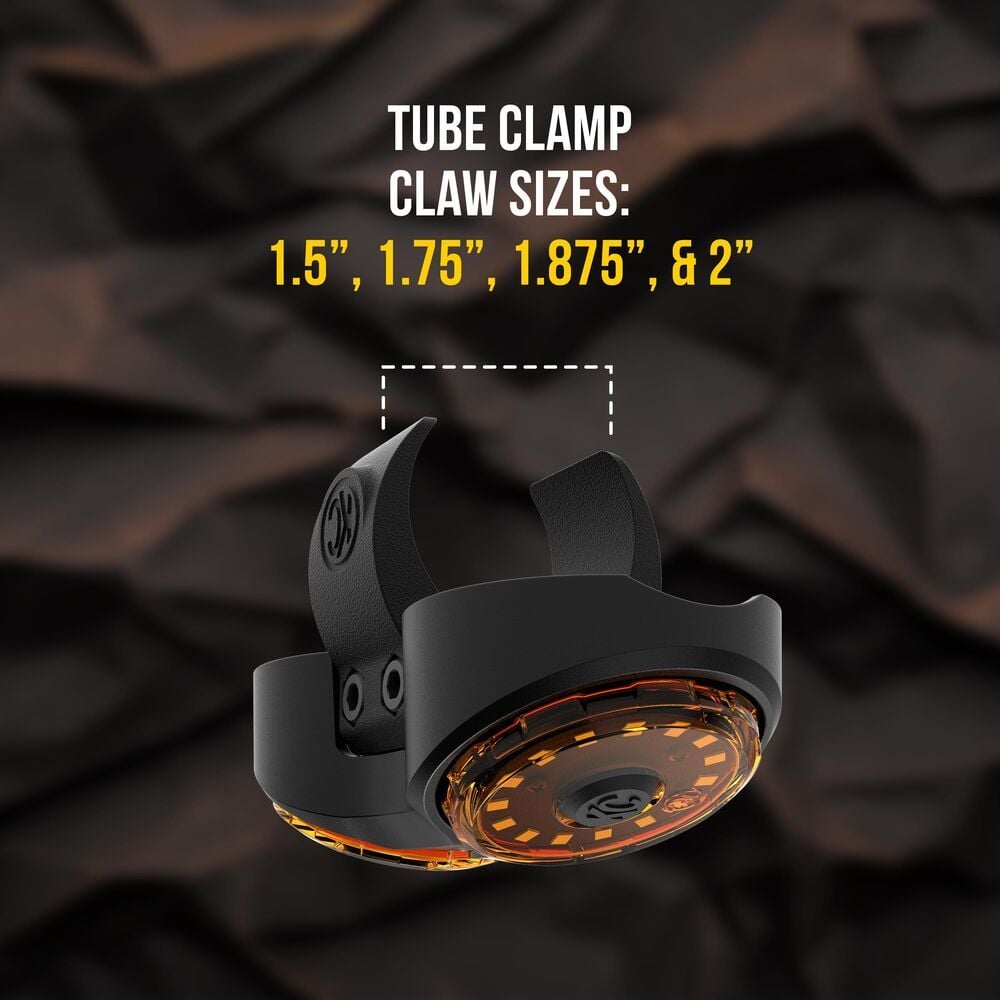 Dual Cyclone Dome Light Tube Clamp Claw Bundle - For Roll Cages Front View