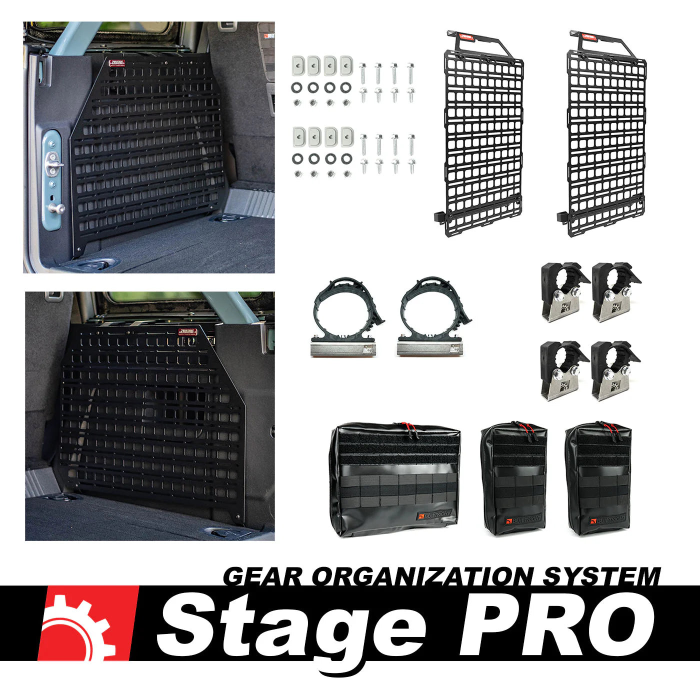 '21+ Ford Bronco 2-Door Builtright Industries Molle Compatible Cargo Panel-Full Kit