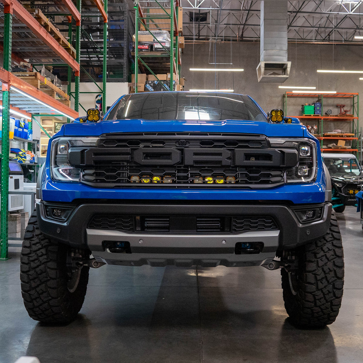2024+ Ford Ranger/Ranger Raptor Dual 10" Behind The Grille Light Bar Mount installed