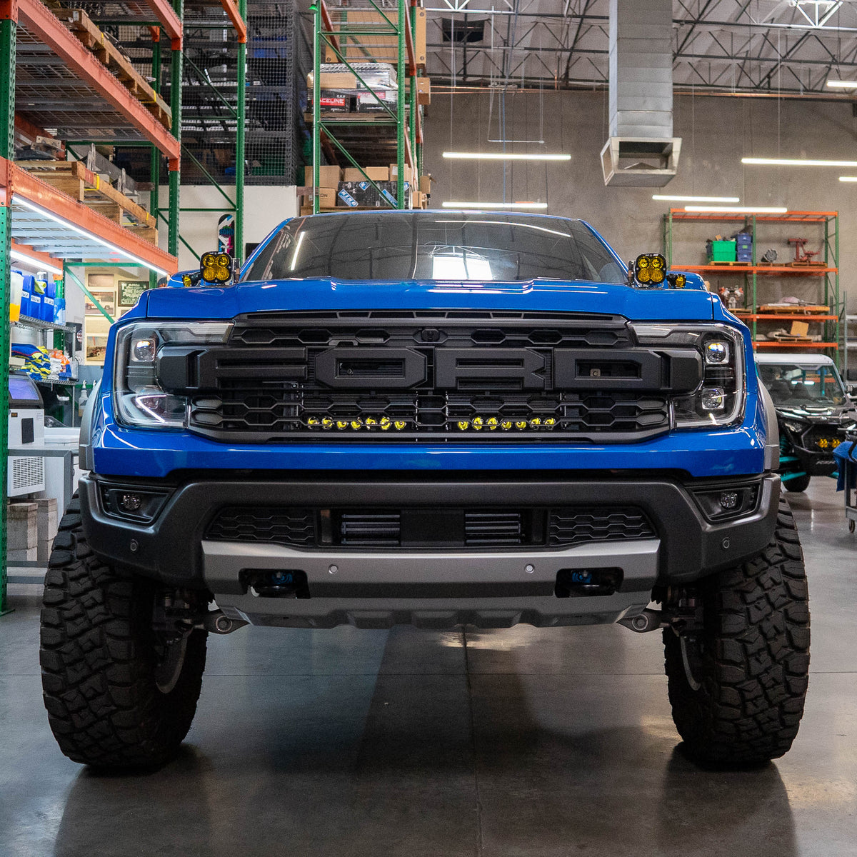 2024+ Ford Ranger/Ranger Raptor Dual 10" Behind The Grille Light Bar Mount installed
