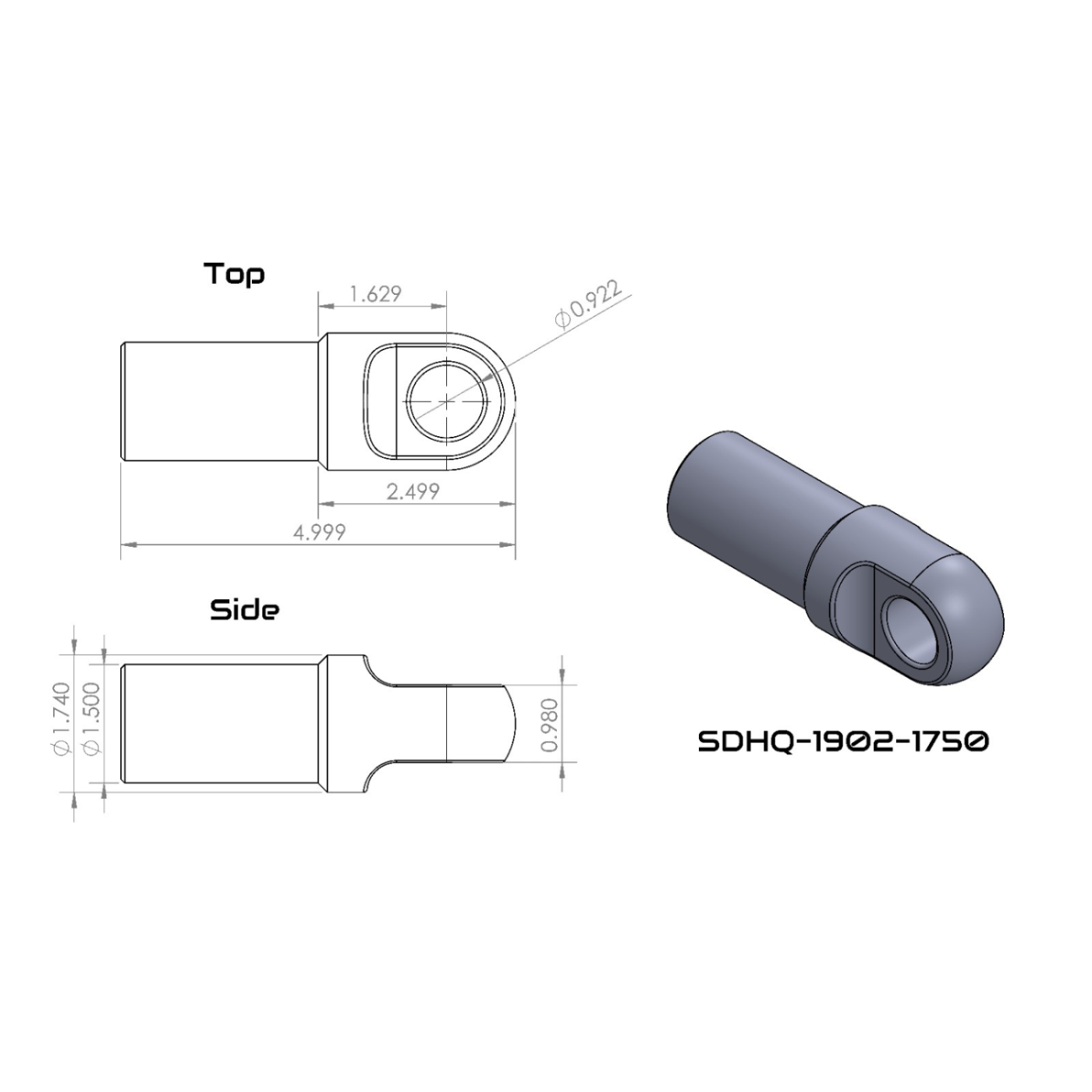 SDHQ Built Machined Clevis End Diagram