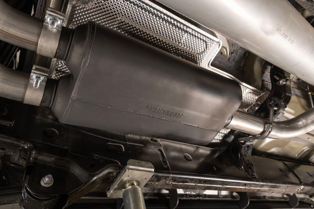 Flowmaster American Thunder Cat-back Exhaust System Close-up Display on Vehicle