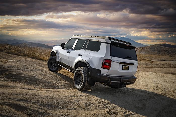 '24+ LC250 1.25-3" Lift Front 2.5 Coilovers w/ Remote Reservoirs & CDEV Front View