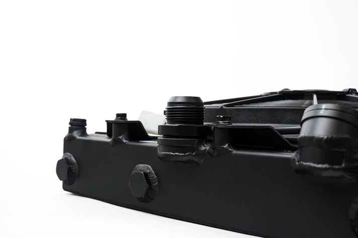 Universal Half Radiator - Evo 7/8/9 / 92-00 Civic - w/ SPAL Fan & Shroud Front View