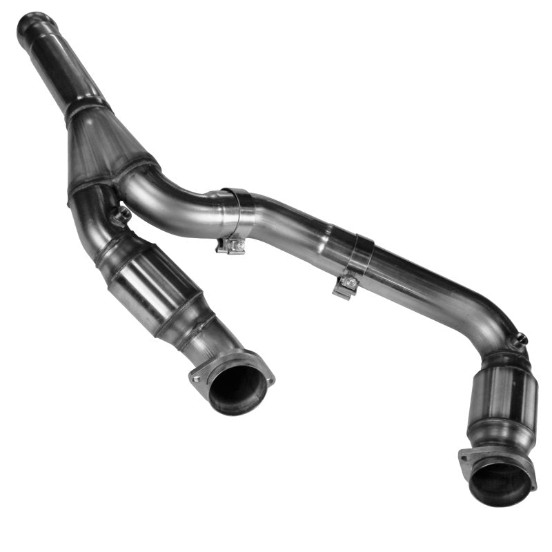 3" Stainless GREEN Catted Y-Pipe. 2014-2019 GM Truck / 2015-2020 SUV 5.3L. Front View