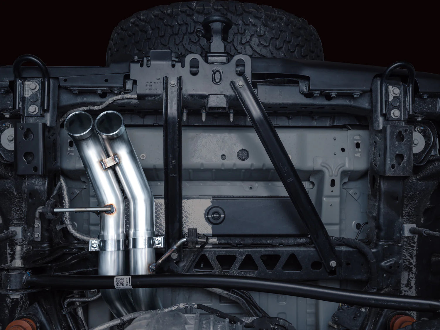 SWITCHPATH EXHAUST FOR THE 22-24 FORD BRONCO RAPTOR Close-up Display on Vehicle