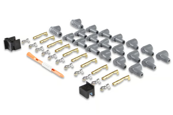 Super Conductor Spark Plug Wire Set 8 Cyl 90° Plug, Socket/HEI Cap Front View Grey