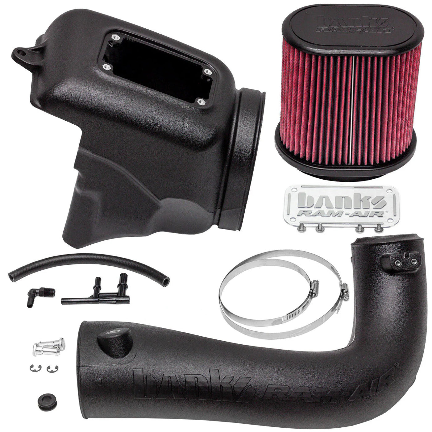 Ram-Air® Oiled or Dry Filter, Cold Air Intake System Front View Red