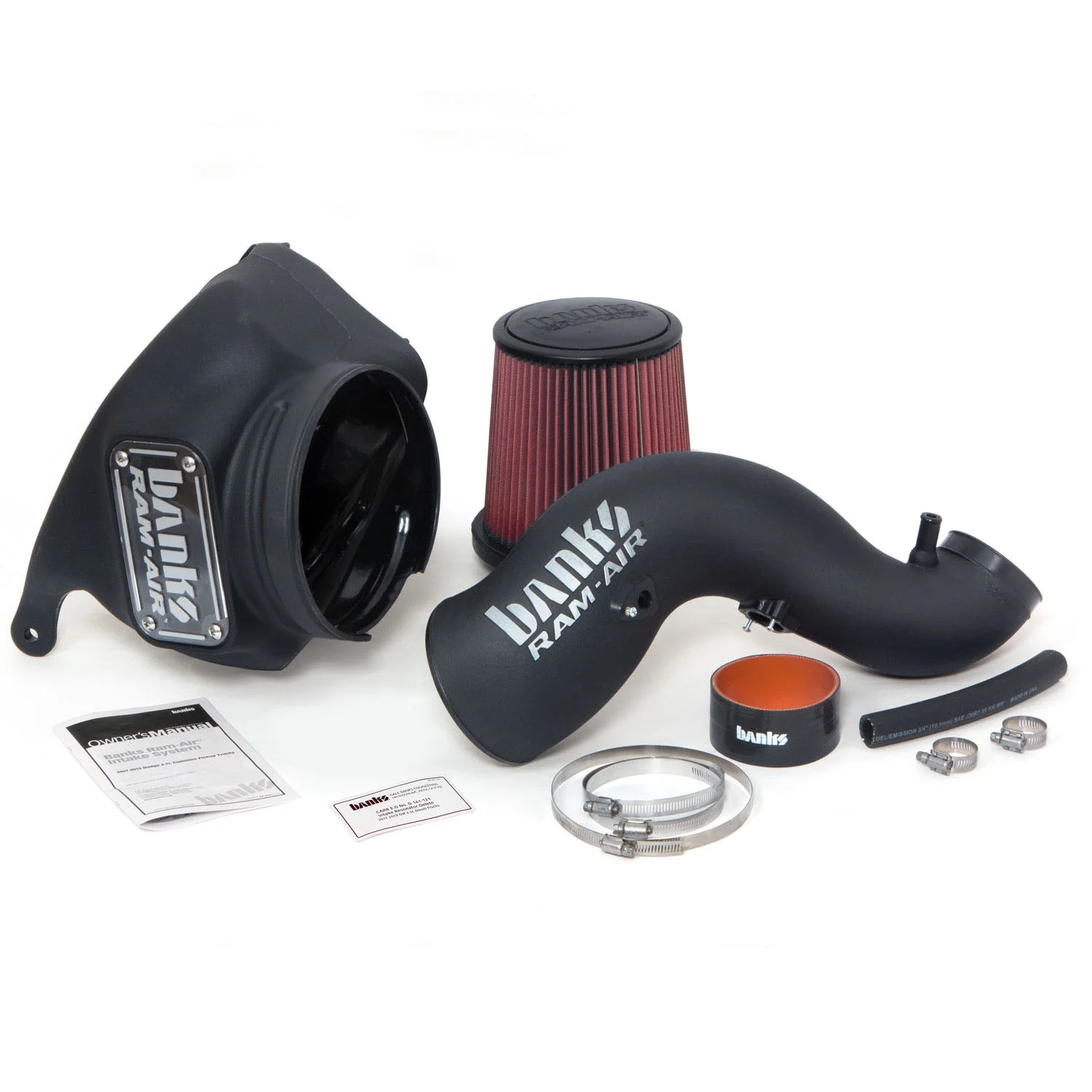Ram-Air® Oiled or Dry Filter, Cold Air Intake System Front View Red