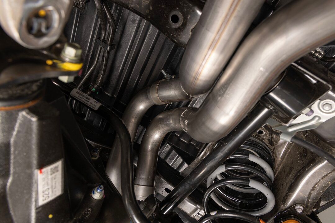 Flowmaster American Thunder Cat-back Exhaust System Close-up Display on Vehicle