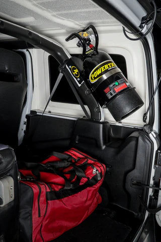 10 lb. JL/JLU Edition Power Tank | Candy Red | XP400 Regulator | 4 Door JLU V2 Drivers Side Sports Bar Mount