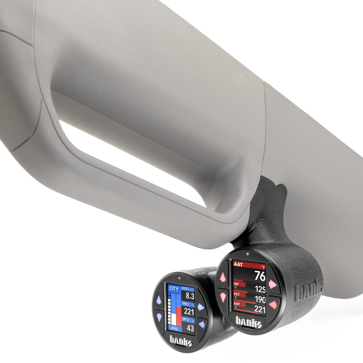 2015-2020 F150 and 2017-2022 Ford Super Duty iDash Stealth Pod Mounts Front View