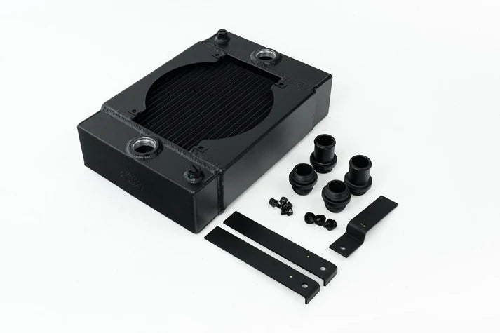 The KING Cooler - Ultimate Drag Race Radiator w/ SPAL Fan & Mounting Kit Front View