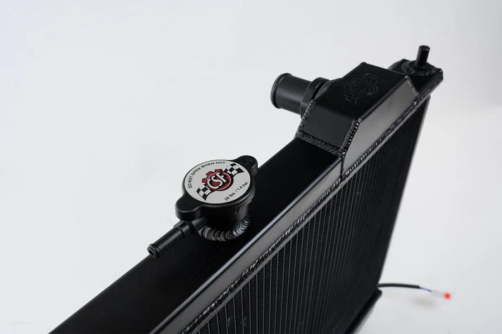 Mitsubishi Evo 4/5/6/7/8/9 Full Size Slim Radiator w/ 12in SPAL Fan Front View