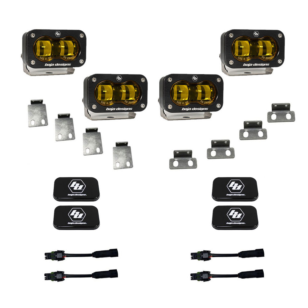 2021-2023 Ford Raptor S2 SAE Dual Fog Pocket Kit Amber Display of Included Parts
