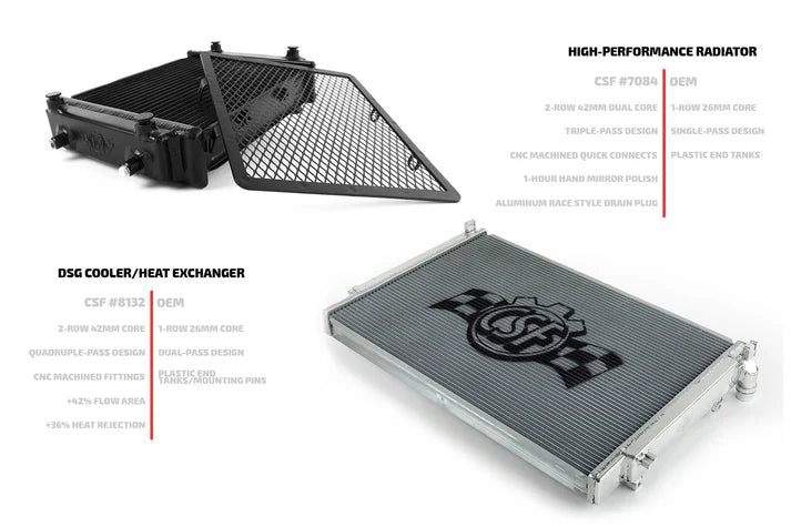 Audi / VW MQB Triple-pass High-Performance All-Aluminum Radiator Front View