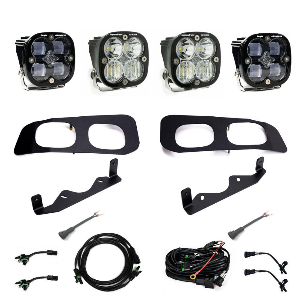 23+ Ford F250/F350 Squadron SAE/Squadron Sport Dual Fog Pocket Kit Display of Included Parts