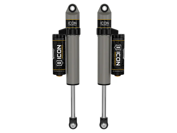 ICON 2001-2026 GM 2500/3500 HD, 0-1" Lift/2007-2018 GM 1500, 4" Lift, Rear, V.S. 2.5 Aluminum Series Shock Absorbers, Piggyback Reservoir, Pair