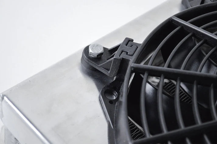 13.8in x 10in Dual Fluid Bar & Plate HD Oil Cooler w/9in SPAL Fan Front View