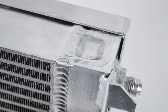 13.8in x 10in Dual Fluid Bar & Plate HD Oil Cooler w/9in SPAL Fan Front View