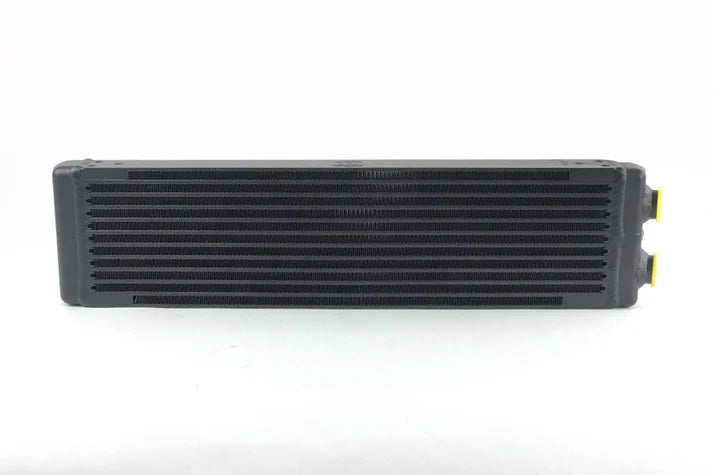 Universal Dual-Pass Oil Cooler / IROC Porsche / M22x1.5 / 24L x 5.75H x 2.16W Front View