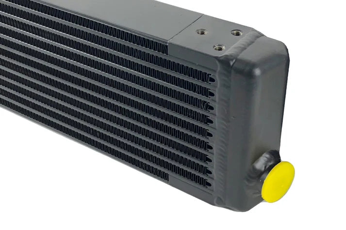 Universal Single-Pass Oil Cooler / IROC Porsche / M22x1.5 / 24L x 5.75H x 2.16W Front View