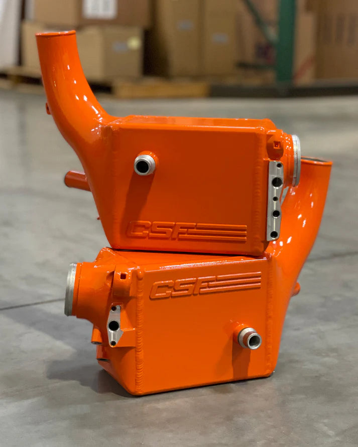BMW G9X M5 High-Performance Charge-Air-Coolers Front View Orange