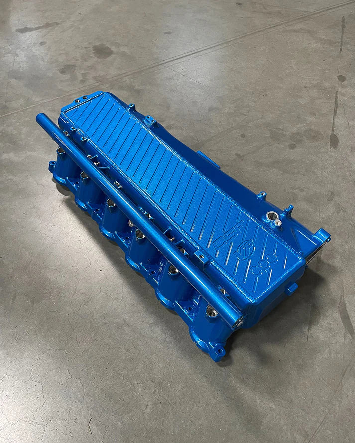 A90 Supra / BMW B58 Charge-Air Cooler Manifold Front View Blue