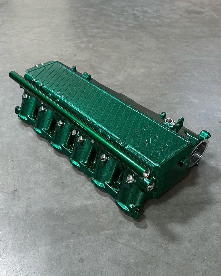 A90 Supra / BMW B58 Charge-Air Cooler Manifold Front View Green