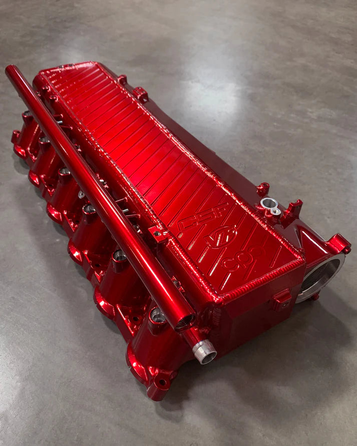 BMW Gen 1 B58 Charge Air Cooler Manifold Front View Red