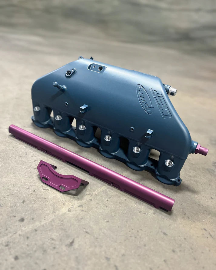 BMW S58 "Level-Up" Charge Air Cooler Manifold Front View Blue