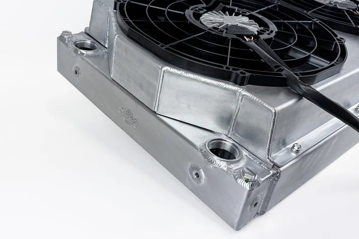 Motorsport Dual-Pass Radiator with Shroud + 14" SPAL brushless fans & harnesses