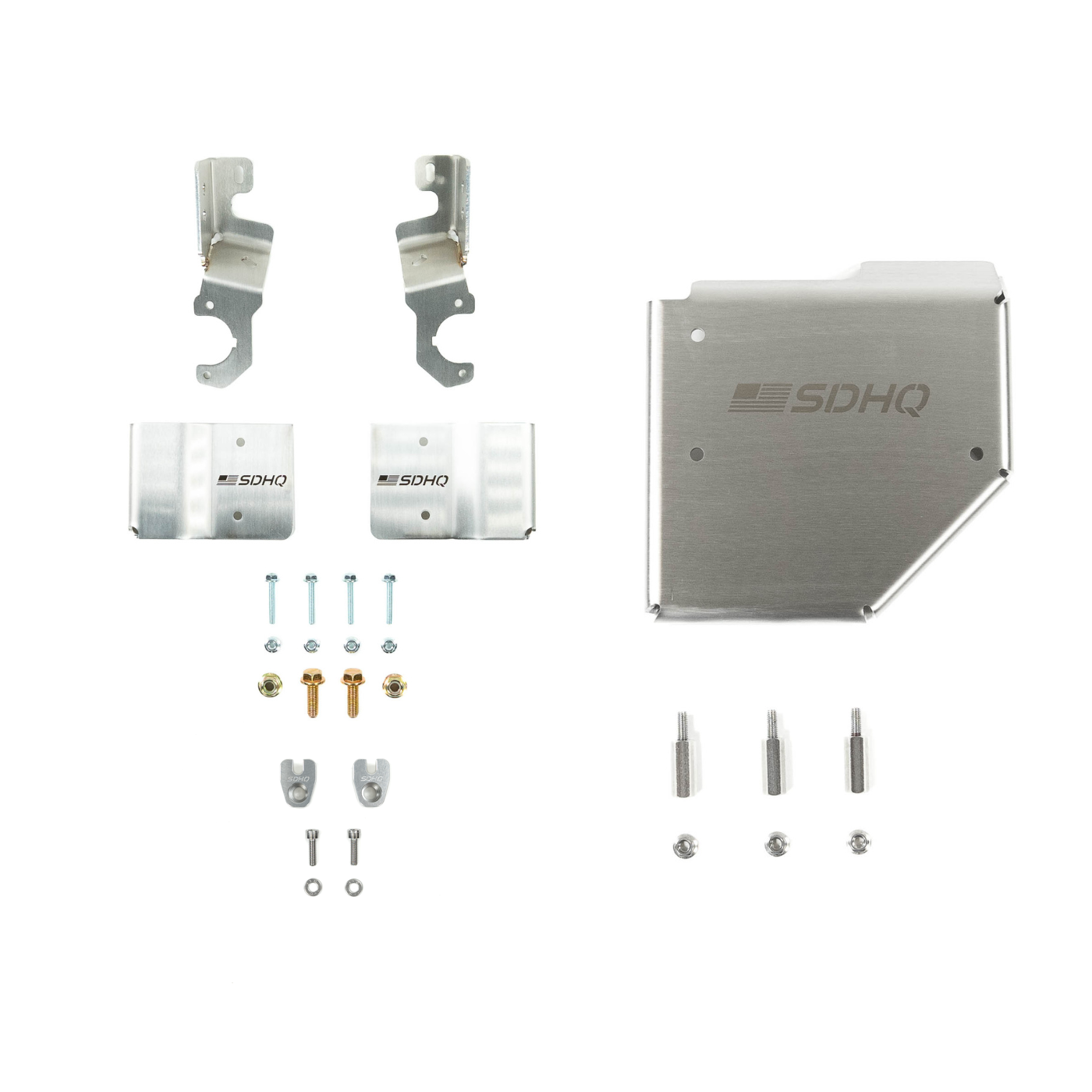 2022+ Ford Bronco Raptor SDHQ Built Complete Protection Package display of included parts and hardware