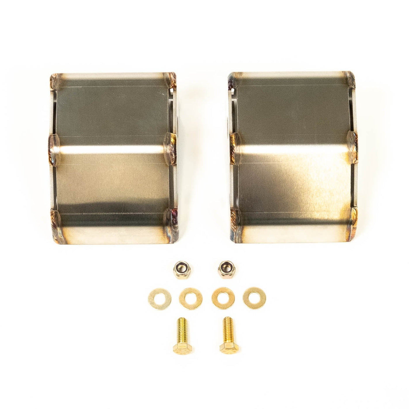 '21-25 Ford Bronco SDHQ Built Rear Shock Guards display of included parts and hardware