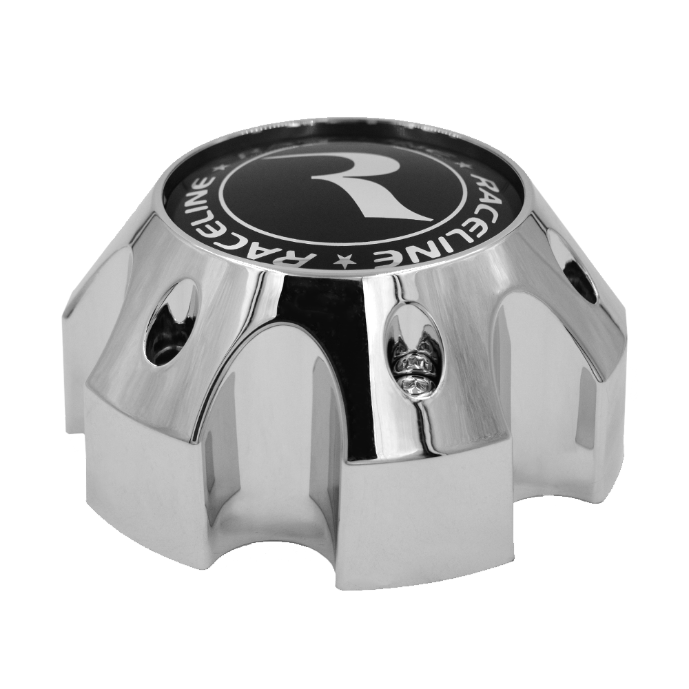 RACELINE 982 RAPTOR CAP CHROME W/BLACK LOGO 6X135 Front View