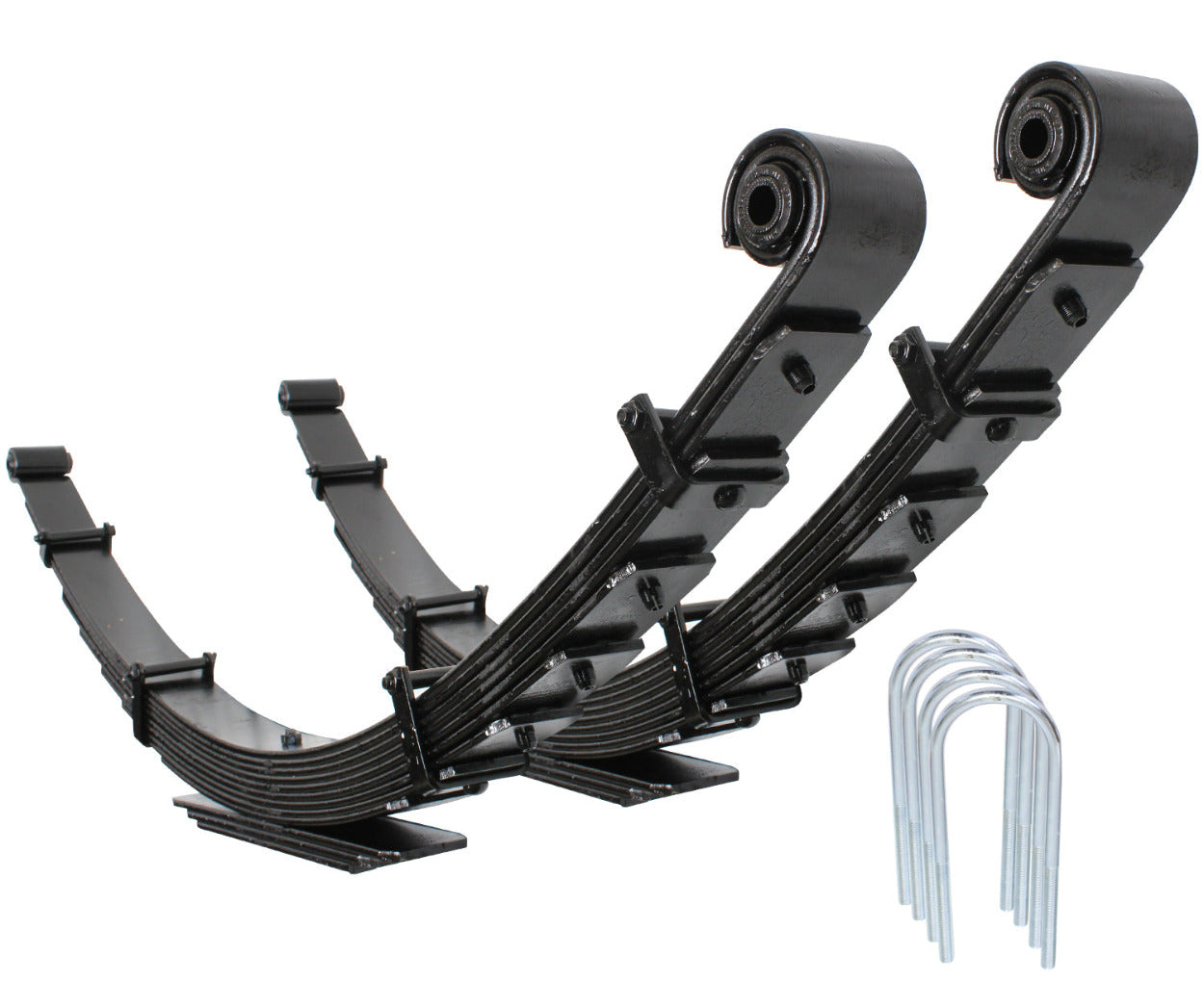 '05-07 Ford F250/350 3.0 Unchained System-4.5" Lift Display of Leaf Springs and U-Bolts