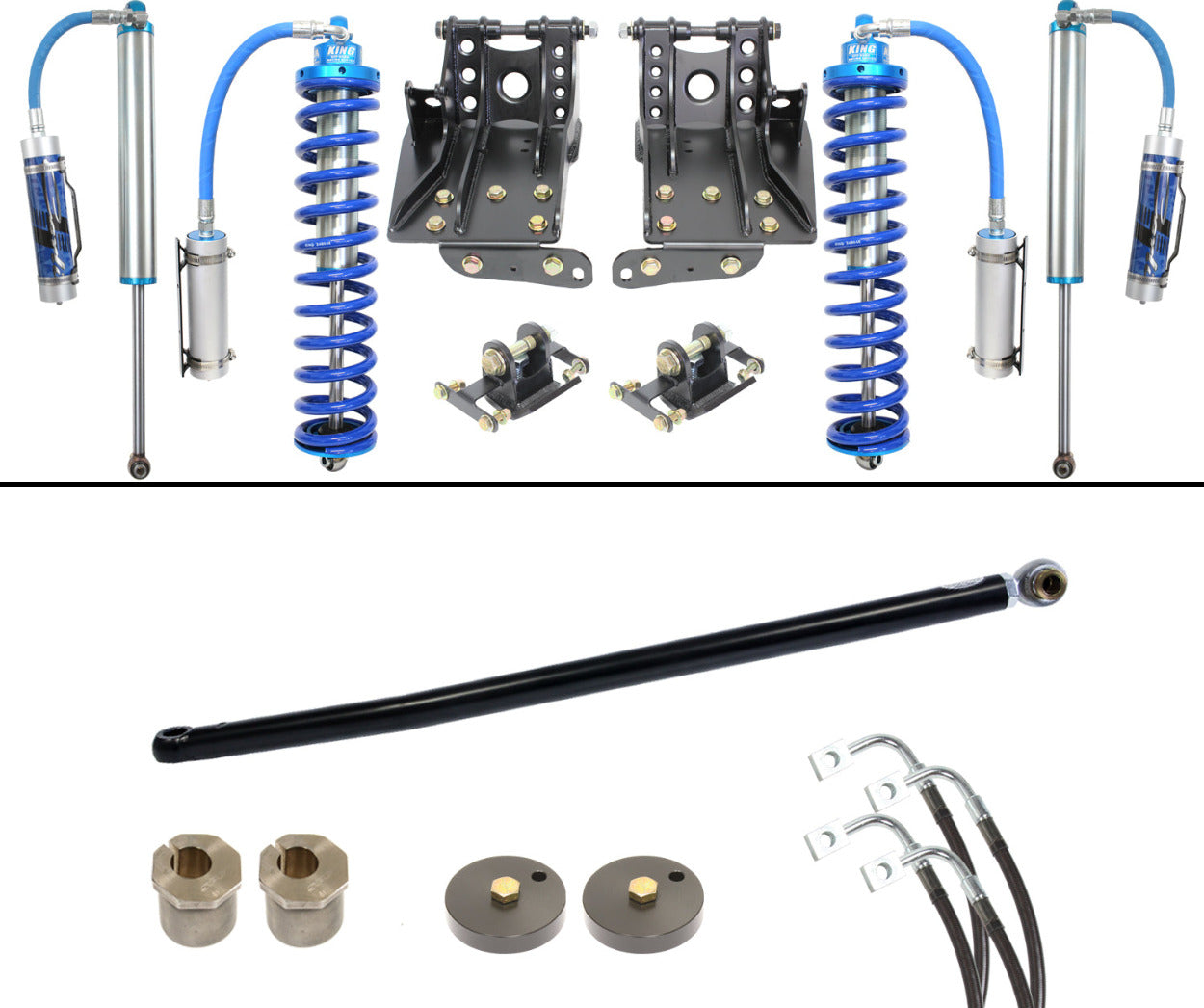 '08-10 Ford F250/350 2.5 Coilover System-2.5" Lift Display of Included Parts