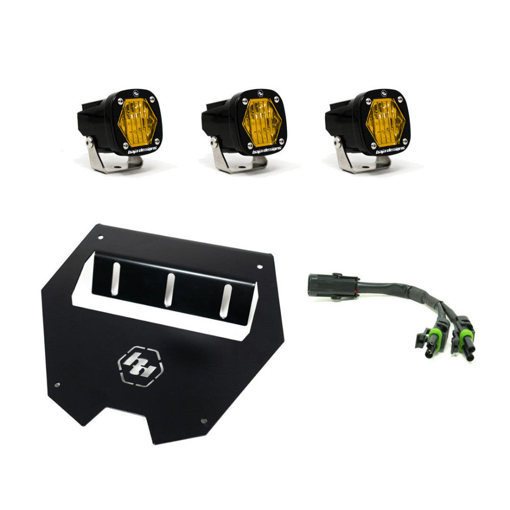Baja Designs 2022-2024 Polaris RZR Pro R S1 Lower Facia Kit Display of Included Parts