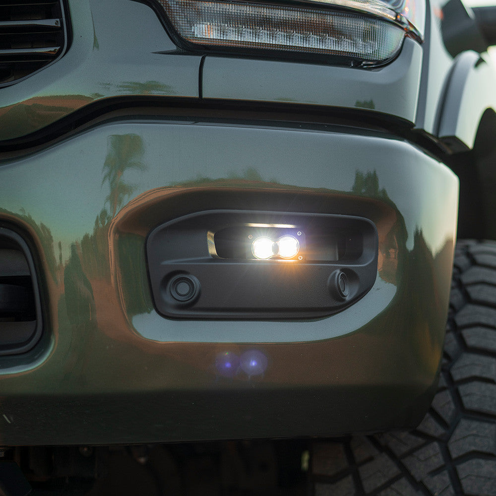 2019+ Ram 2500/3500 S2 SAE Fog Pocket Light Kit Clear close-up Display on Vehicle
