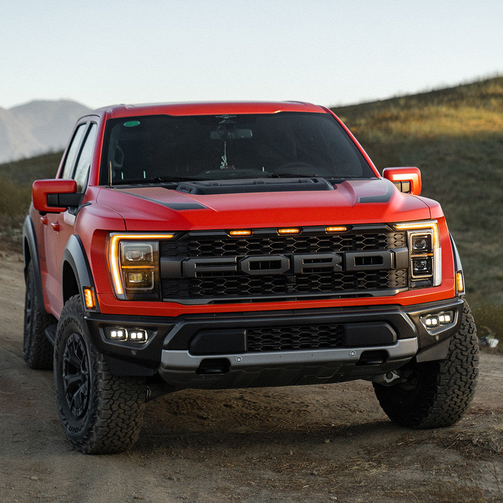 2021-2023 Ford Raptor S2 SAE Dual Fog Pocket Kit Clear display on Vehicle