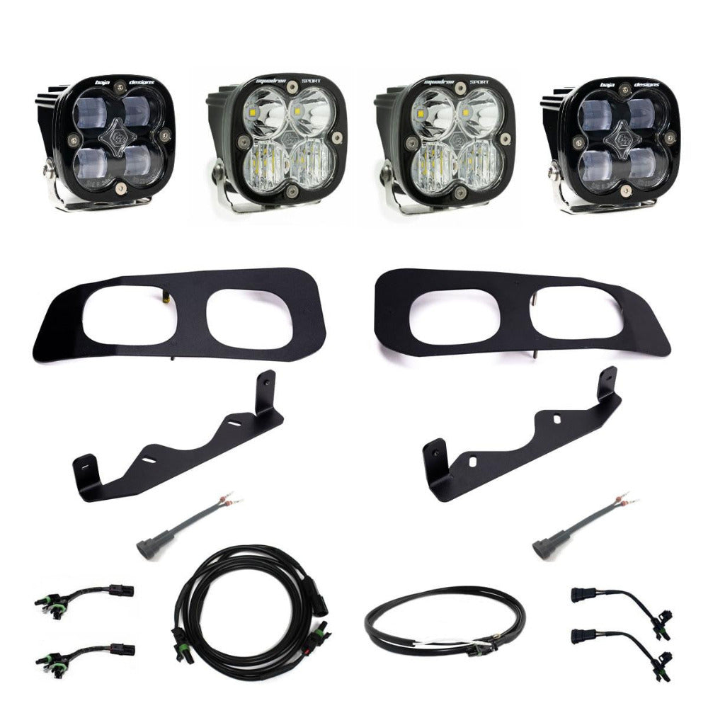 23+ Ford F250/F350 Squadron SAE/Squadron Sport Dual Fog Pocket Kit Display of Included Parts