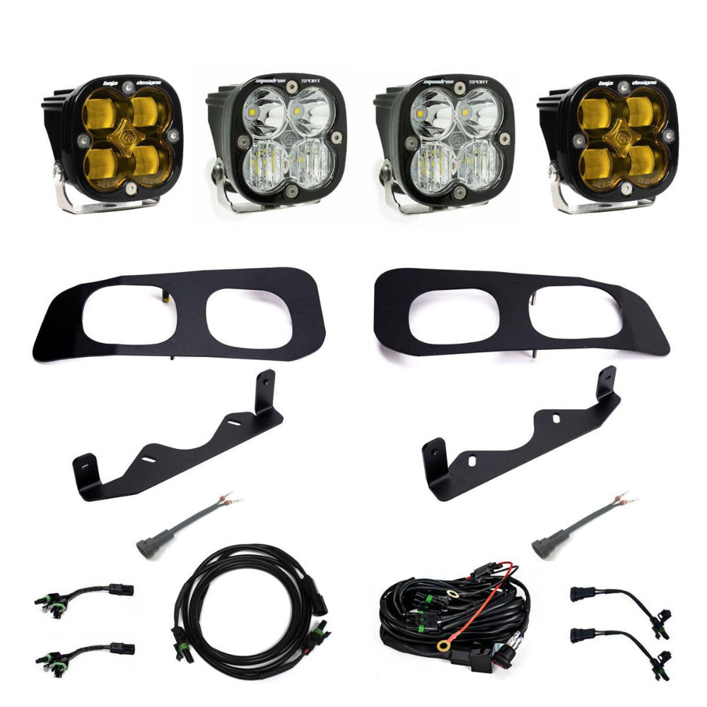 23+ Ford F250/F350 Squadron SAE/Squadron Sport Dual Fog Pocket Kit Display of Included Parts