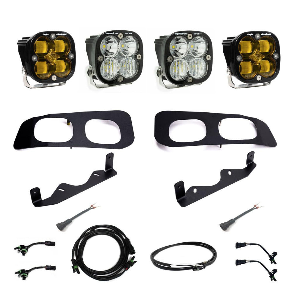 23+ Ford F250/F350 Squadron SAE/Squadron Sport Dual Fog Pocket Kit Display of Included Parts