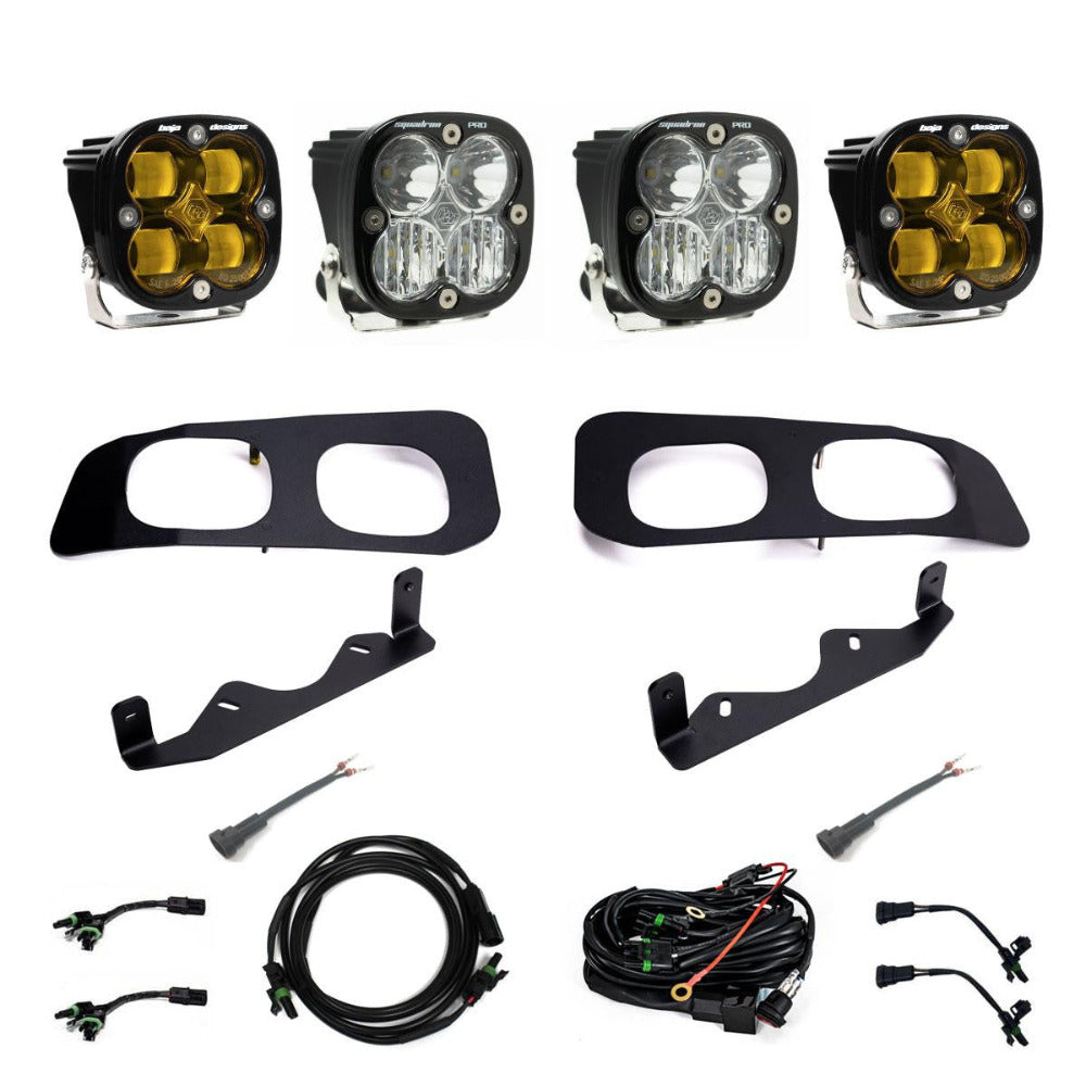 23+ Ford F250/F350 Squadron SAE/Squadron Pro Dual Fog Pocket Kit Display of Included Parts