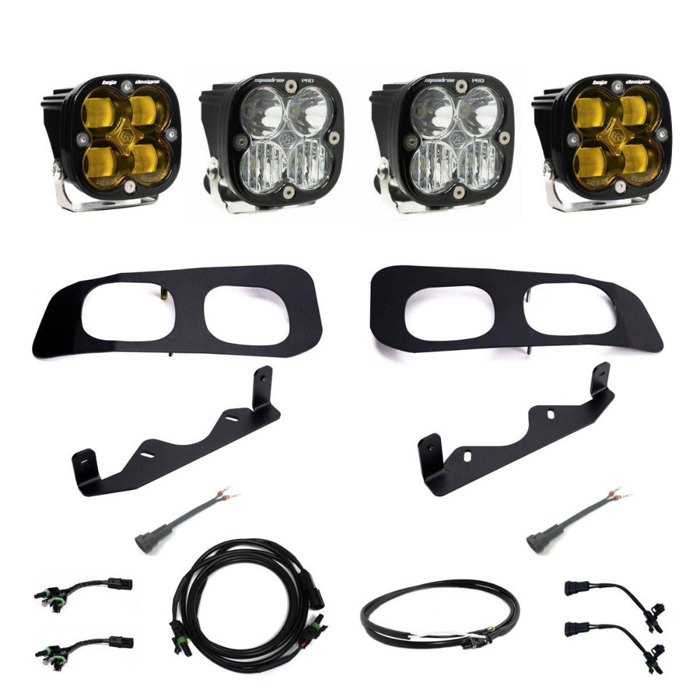 23+ Ford F250/F350 Squadron SAE/Squadron Pro Dual Fog Pocket Kit Display of Included Parts