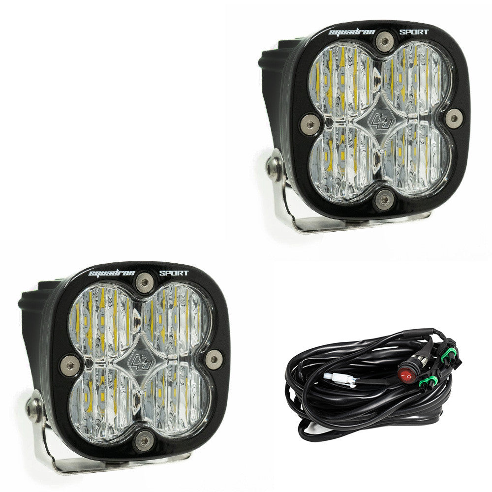 Baja Designs Squadron Sport LED Light Display of Included Parts