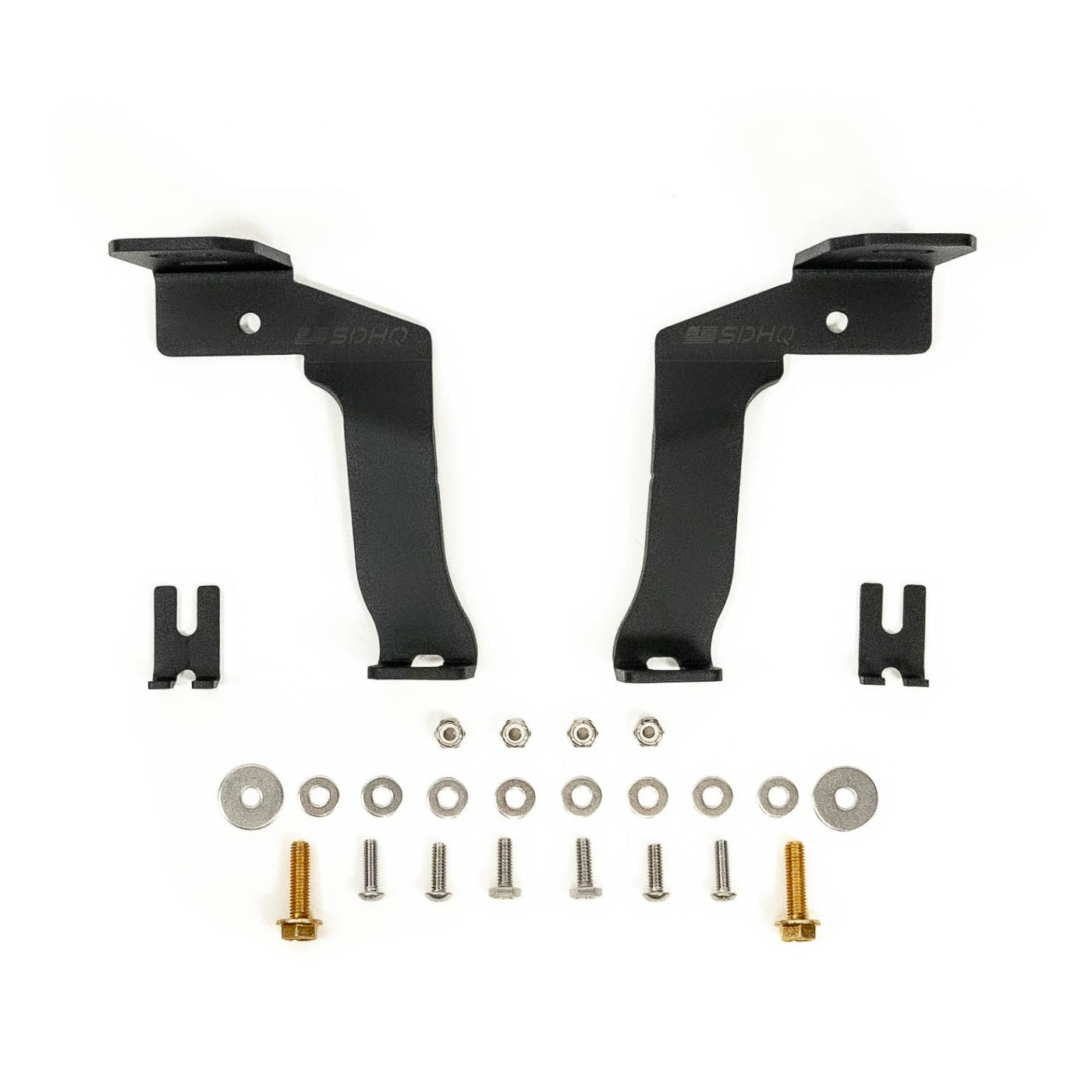 '21-25 Ford Raptor SDHQ Built A-Pillar Light Mounts display of included parts and hardware