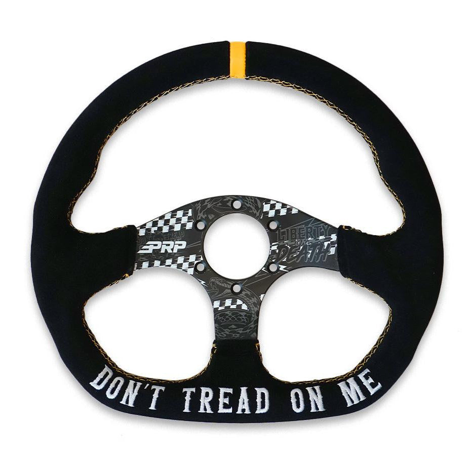 PRP Don’t Tread on Me Comp-R Suede Steering Wheel (D-Shaped) Front View