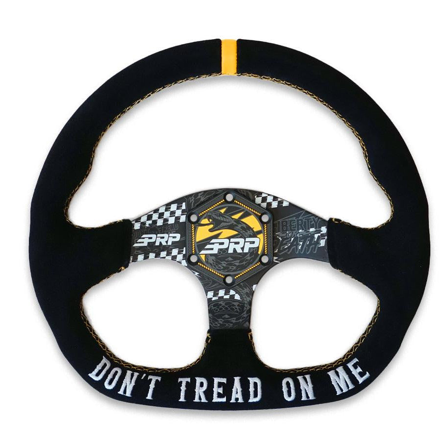 PRP Don’t Tread on Me Comp-R Suede Steering Wheel (D-Shaped) Front View