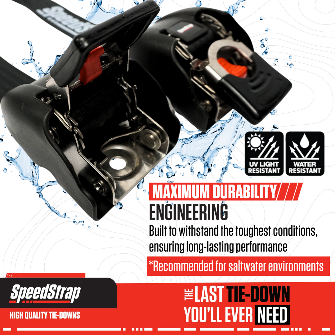 2” x 43” Stainless Steel Retractable Marine Transom Tie-Down Straps with Snap S-Hooks (2 Pack)